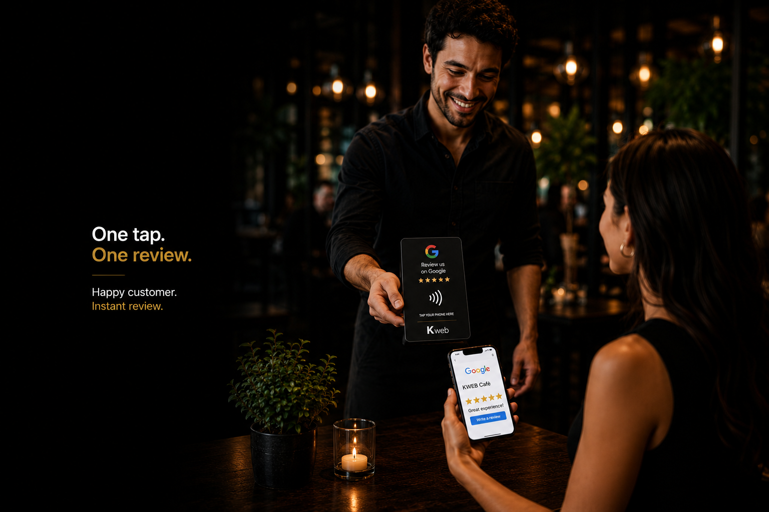 Soporte NFC Kweb para Reseñas de Google