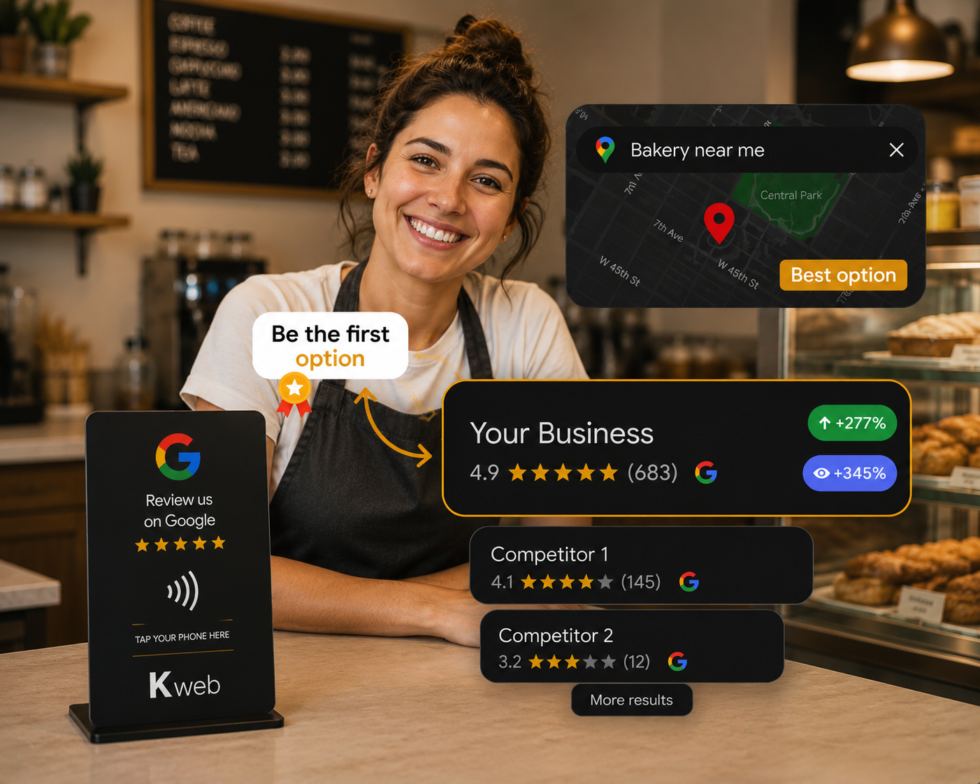 Kweb Google Review NFC Stand