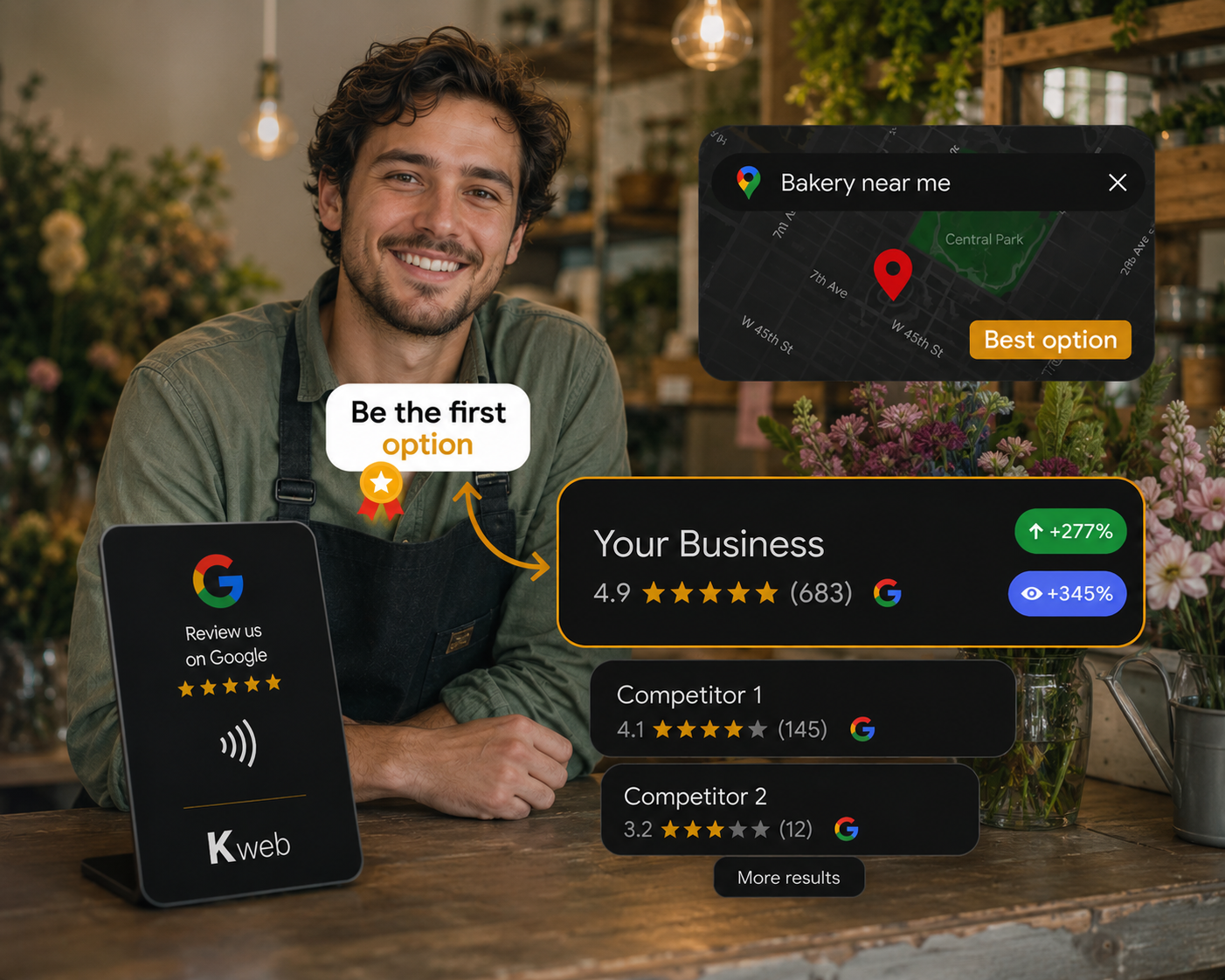 Kweb Google Review NFC Stand
